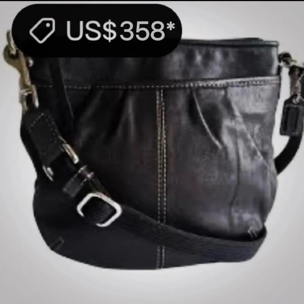 Vintage Coach soho Black Leather Shoulder Bag Crossbody purse - Picture 3 of 17